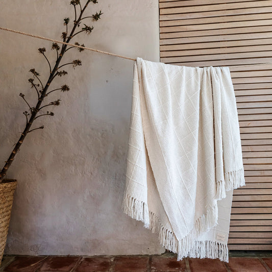 Intiearth Handloomed Cotton Grid Throw Blanket