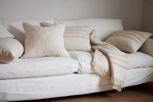 Intiearth_Caral_collection_Ecru_light terrecota_stripe_decorative_square_pillow_cotton