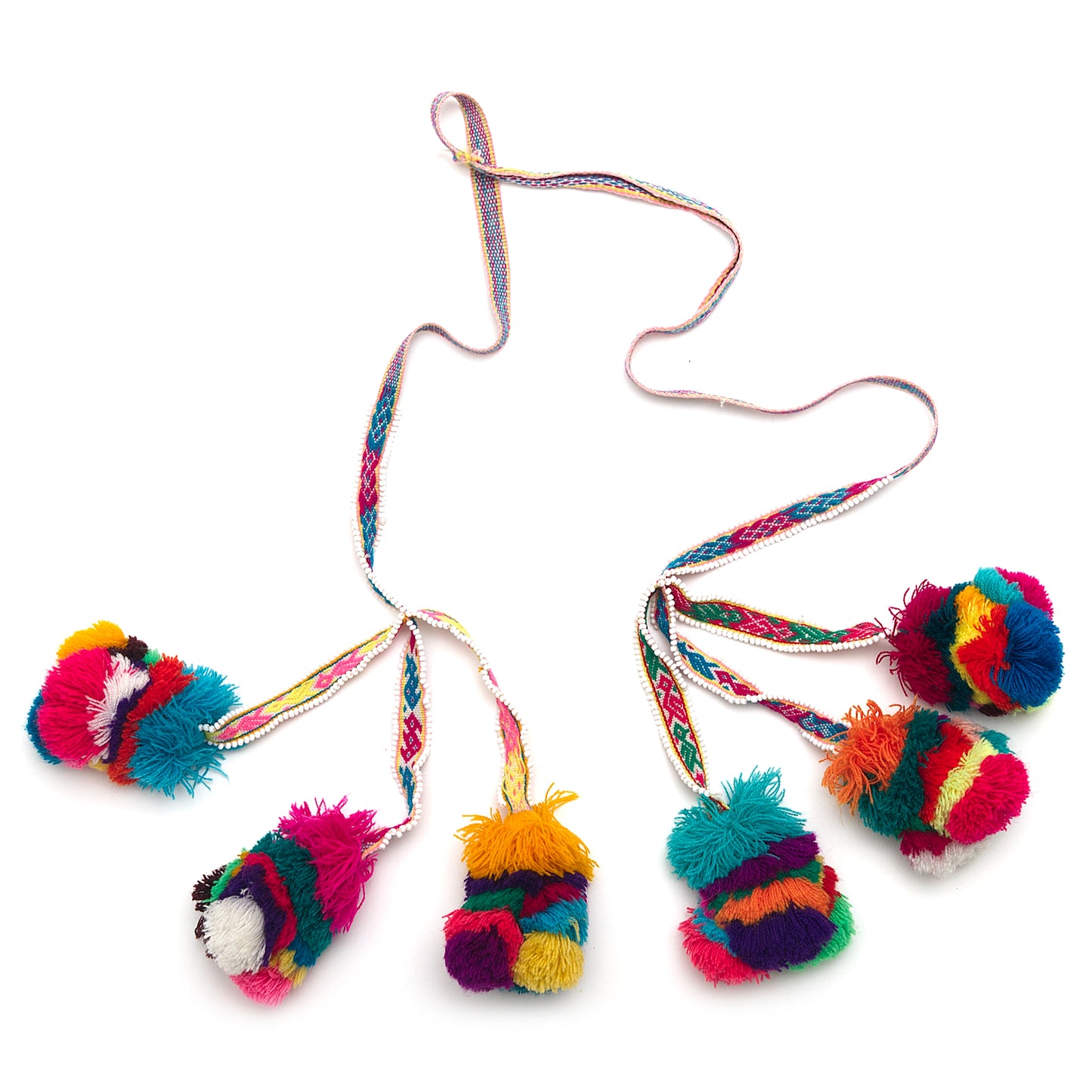 Traditional colorful Peruvian decorative tassel, handmade and one-of-a-kind, often used in festivals and celebrations