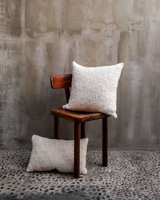 Intiearth luxuriously soft organic handspun cotton 24" square pillow in ecru perfect for adding comfort and a natural touch to any sofa or bed.