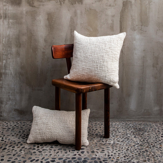 Intiearth luxuriously soft organic handspun cotton 24" square pillow in ecru perfect for adding a natural touch to any sofa or bed.