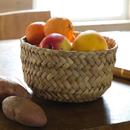 Basket Bowl on table with fruit
