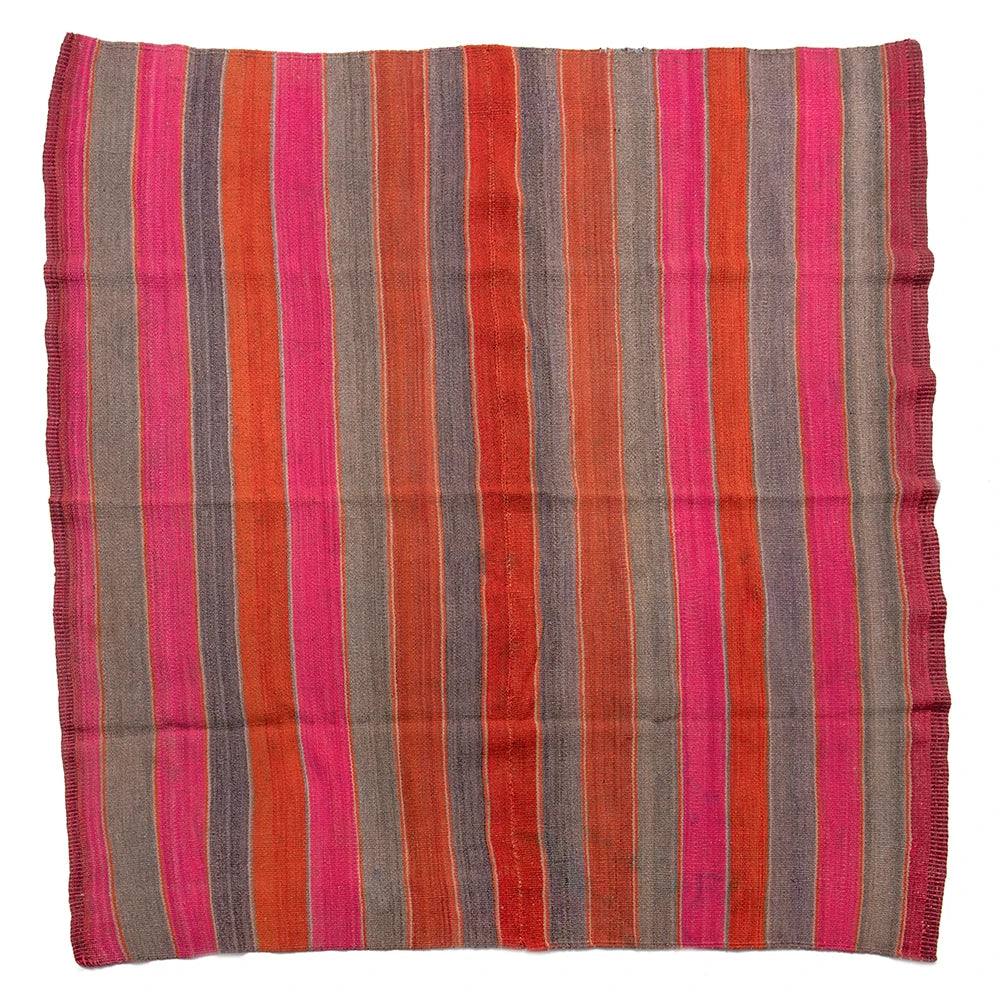 Striped fabric with red, pink, and brown colors on a white background