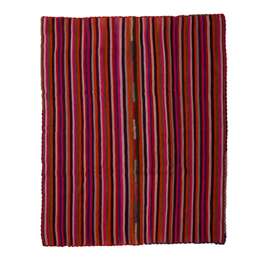 Striped fabric with multicolor pattern on a white background