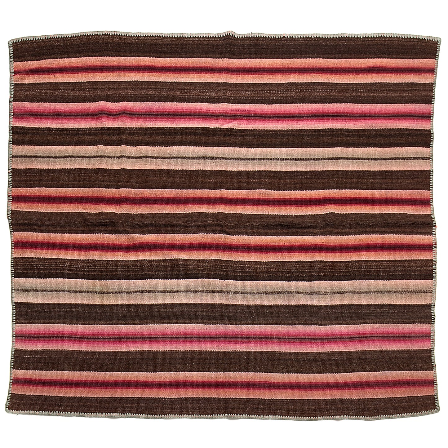 Intiearth vintage Peruvian Frazada textile with colorful geometric patterns and stripes. Traditional handwoven multipurpose textile from Peru, ideal for home décor, can be used as a blanket, rug, throw, or wall hanging. Made of handspun wool and crafted on a backstrap loom.