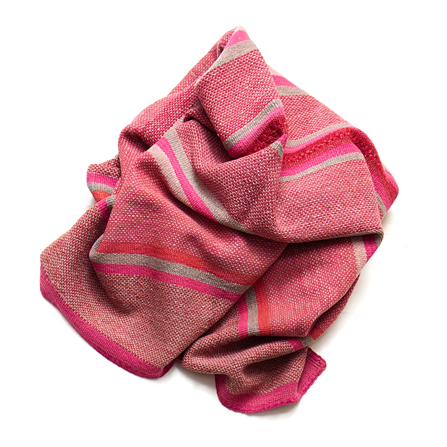 Intiearth vintage Peruvian Frazada textile with colorful geometric patterns and stripes. Traditional handwoven multipurpose textile from Peru, ideal for home décor, can be used as a blanket, rug, throw, or wall hanging. Made of handspun wool and crafted on a backstrap loom.