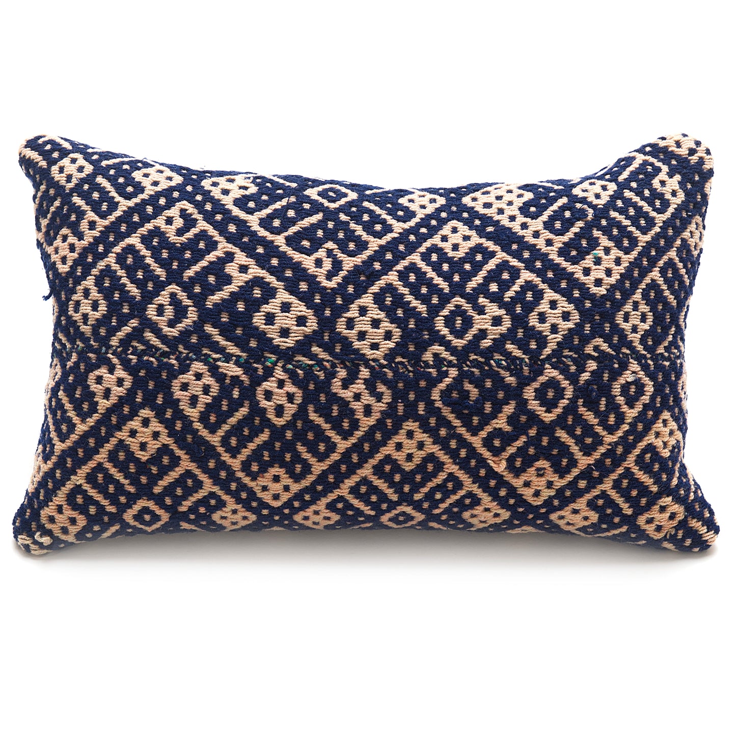 Intiearth Colorful decorative lumbar pillow made from handwoven Peruvian frazada, crafted with hand spun wool in a fair trade workshop