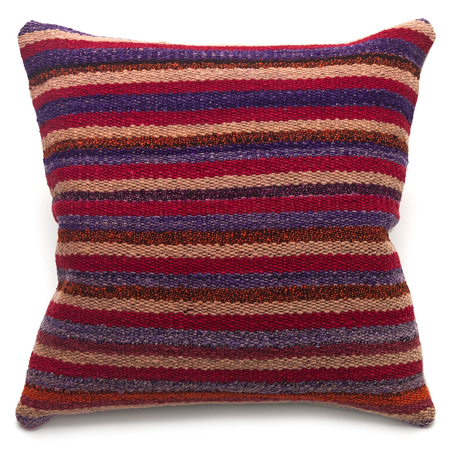 Intiearth Colorful decorative pillow made from handwoven Peruvian frazada, crafted with hand spun wool in a fair trade workshop