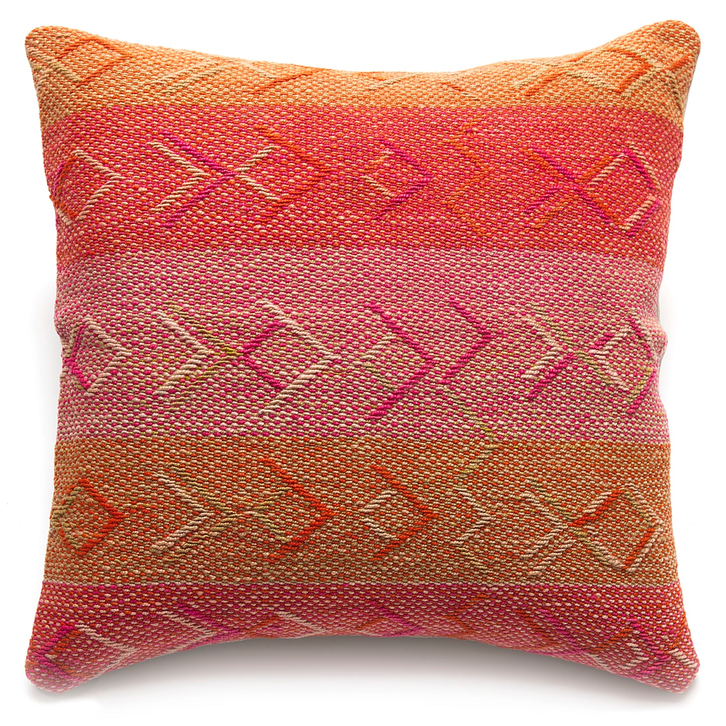 Intiearth Colorful decorative pillow made from handwoven Peruvian frazada, crafted with hand spun wool in a fair trade workshop