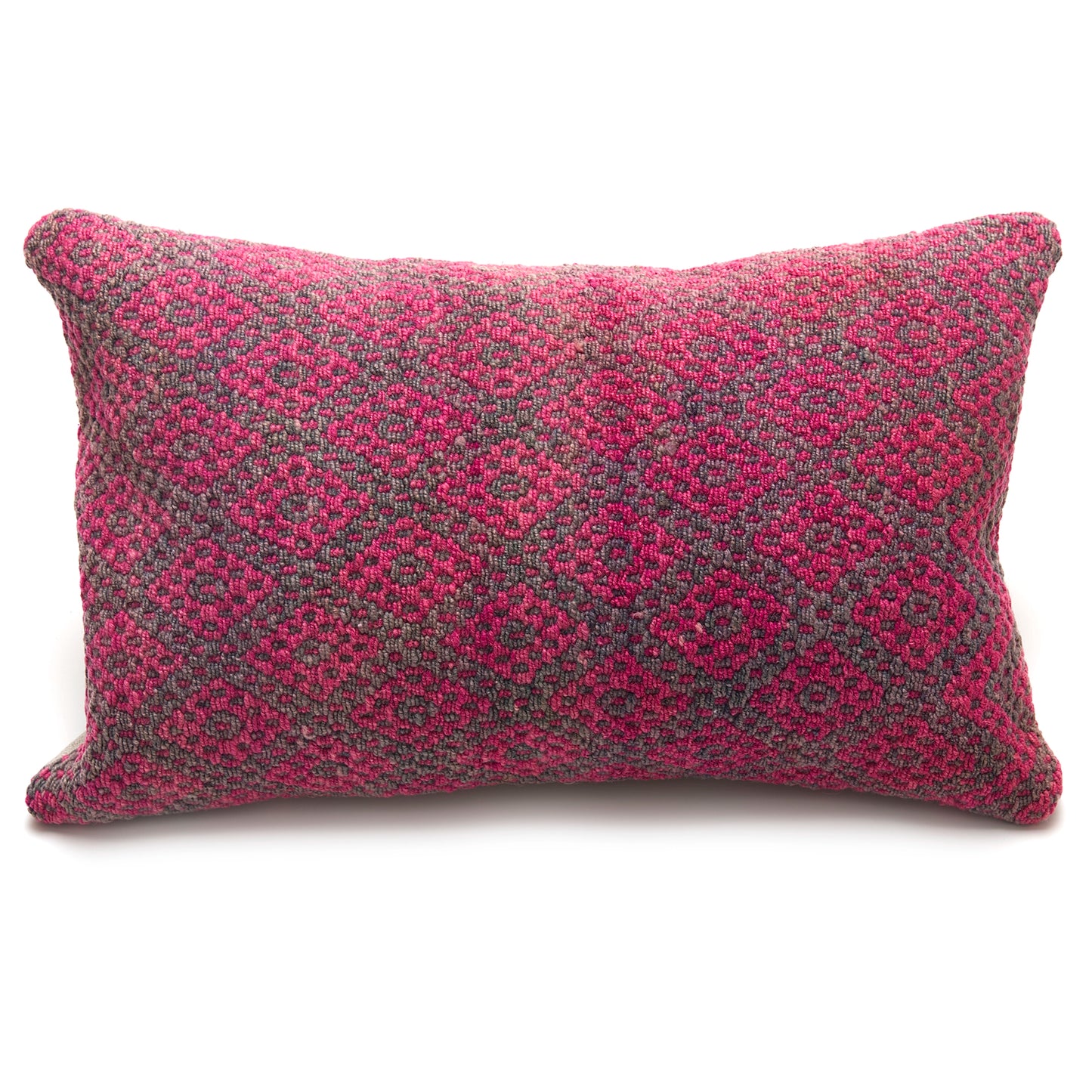 Intiearth Colorful decorative lumbar pillow made from handwoven Peruvian frazada, crafted with hand spun wool in a fair trade workshop
