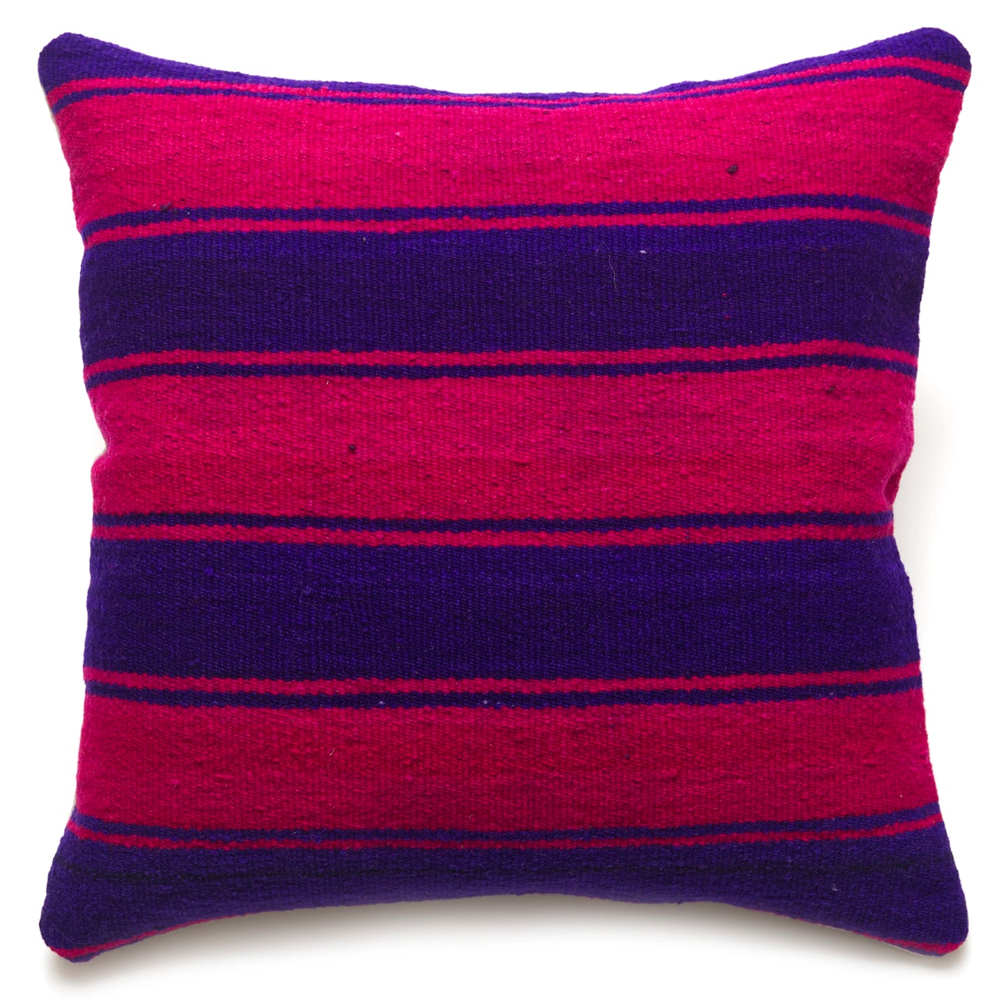 Intiearth Colorful decorative lumbar pillow made from handwoven Peruvian frazada, crafted with hand spun wool in a fair trade workshop