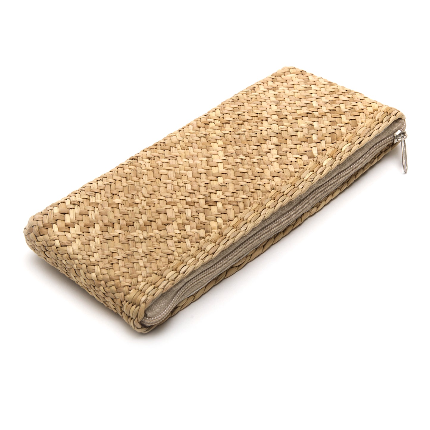 Intiearth Small zip pouch crafted from woven junco, offering a stylish and eco-friendly solution for storing accessories or small essentials.