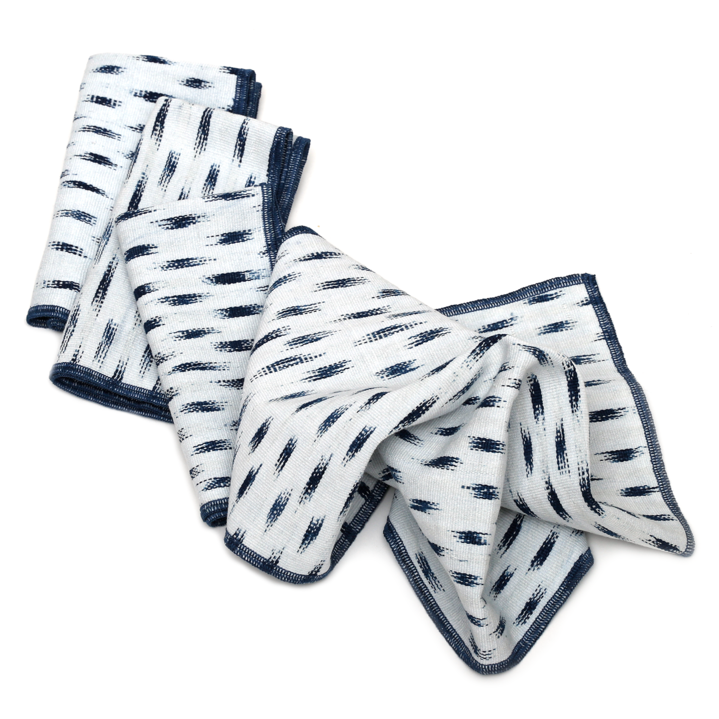 White and Blue Ikat Napkins on white background