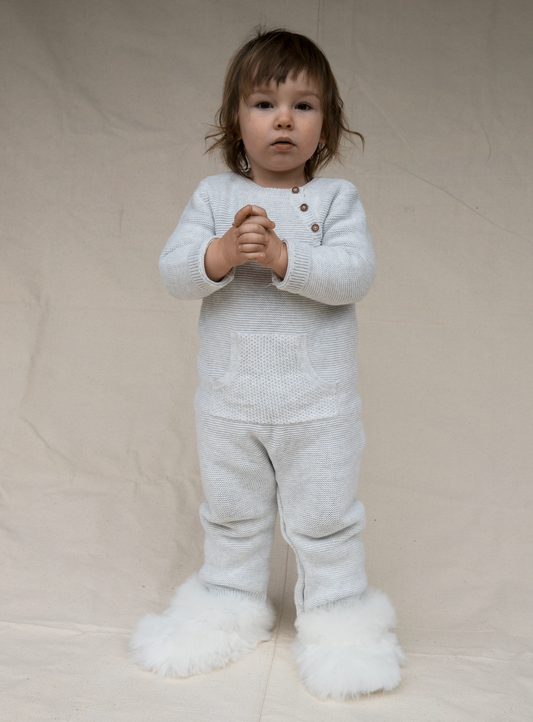 Intiearth classic childrens alpaca slipper white