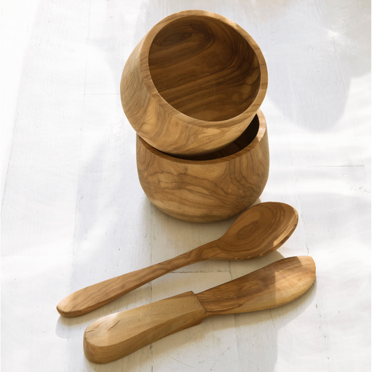 Intiearth Olive Wood spoon and butter knife
