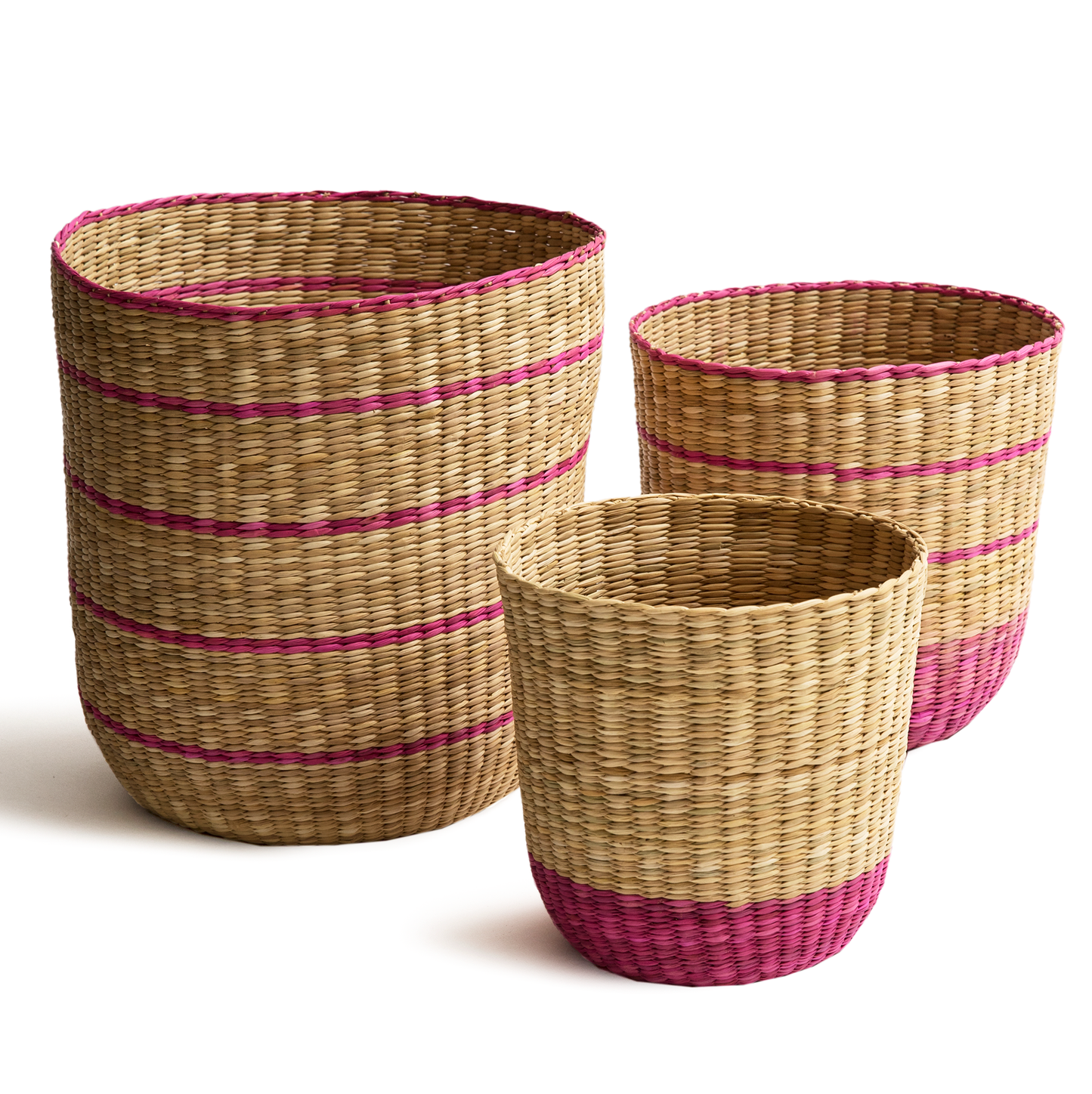 intiearth nesting baskets handwoven junco reed pink