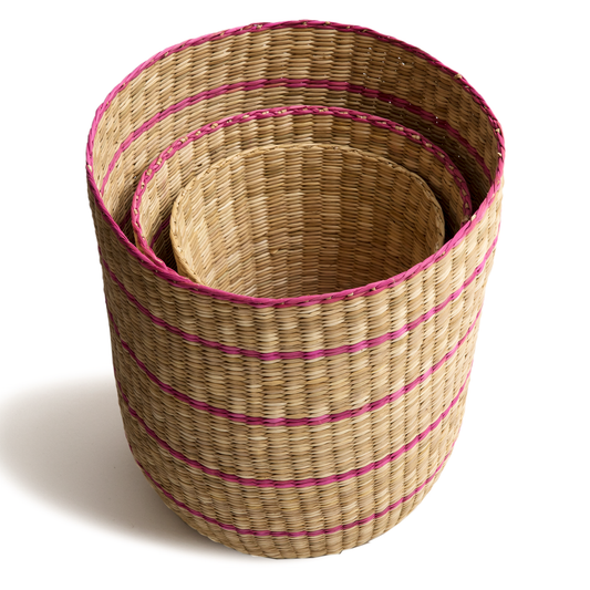 intiearth nesting baskets handwoven junco reed pink
