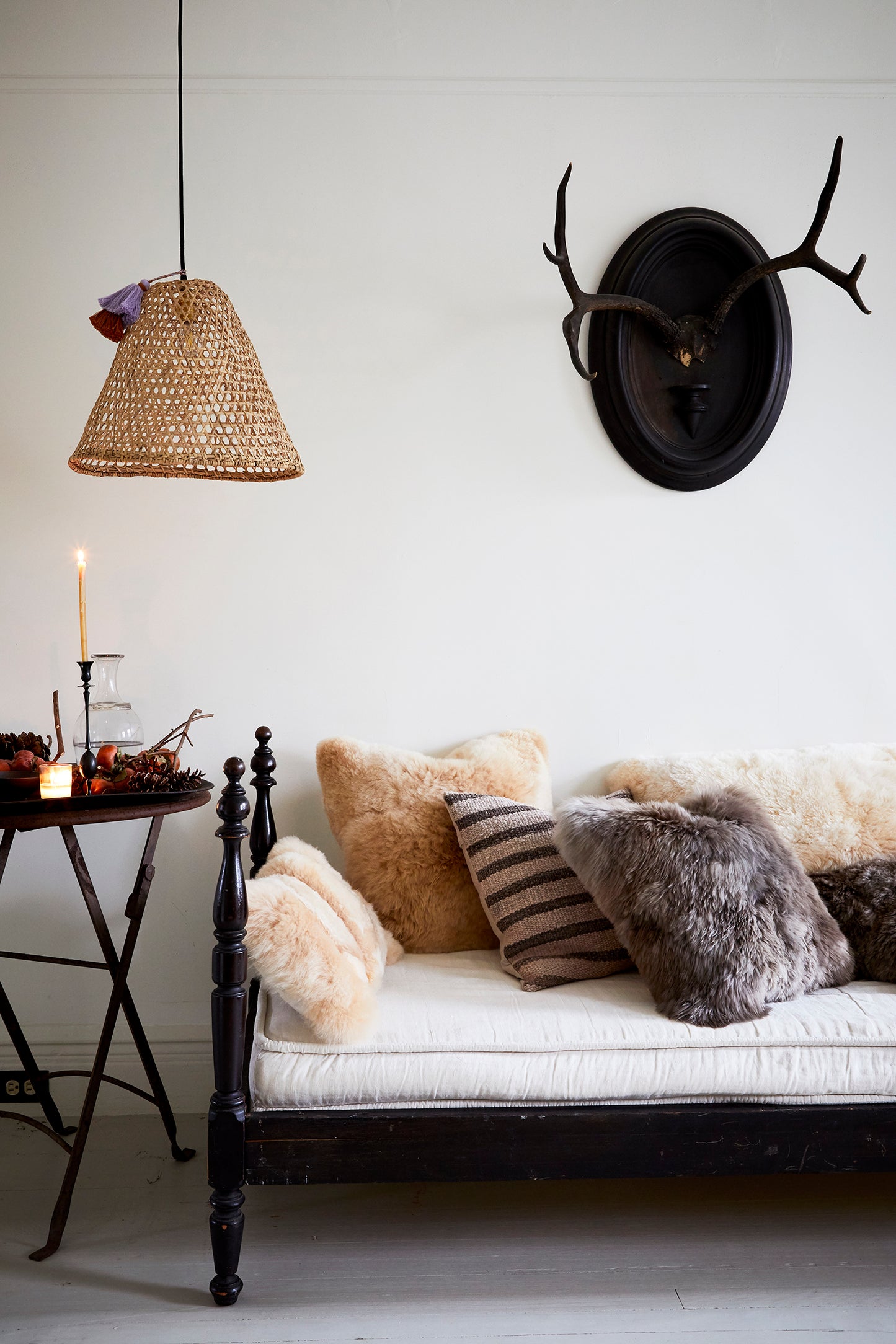 Intiearth Baby alpaca fur decorative throw pillow white lumbar stripe design