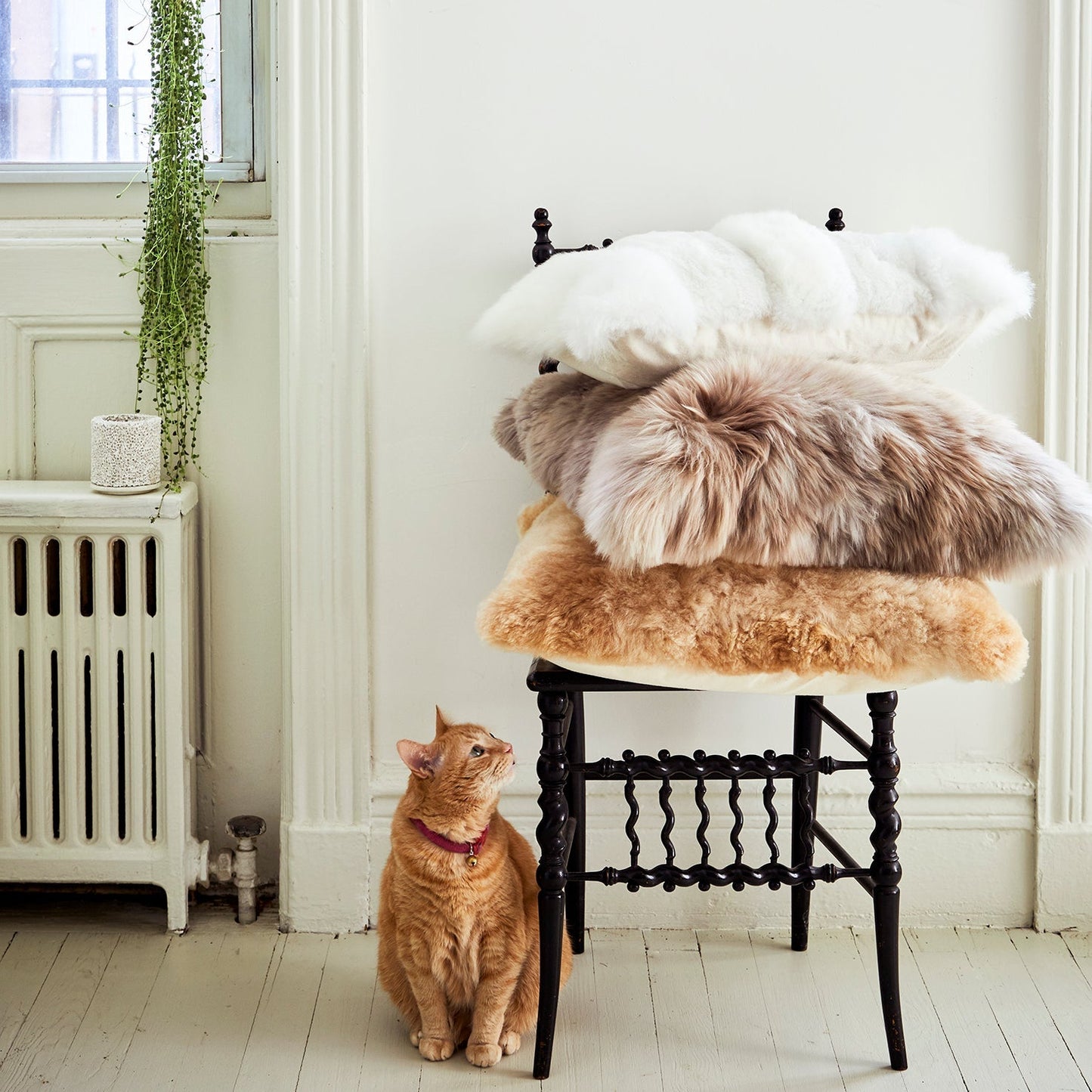 Intiearth Baby alpaca fur decorative throw pillow white lumbar stripe design