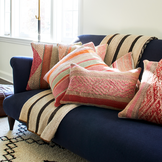 Intiearth-vintage woven-frazada-decorative-pillow-square-twenty-inch-square-colorful-wool-designs