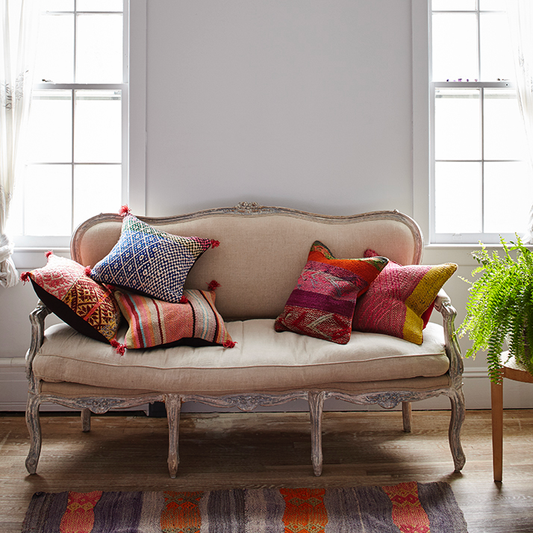 Intiearth-vintage woven-frazada-decorative-pillow-square-twenty-inch-square-colorful-wool-designs