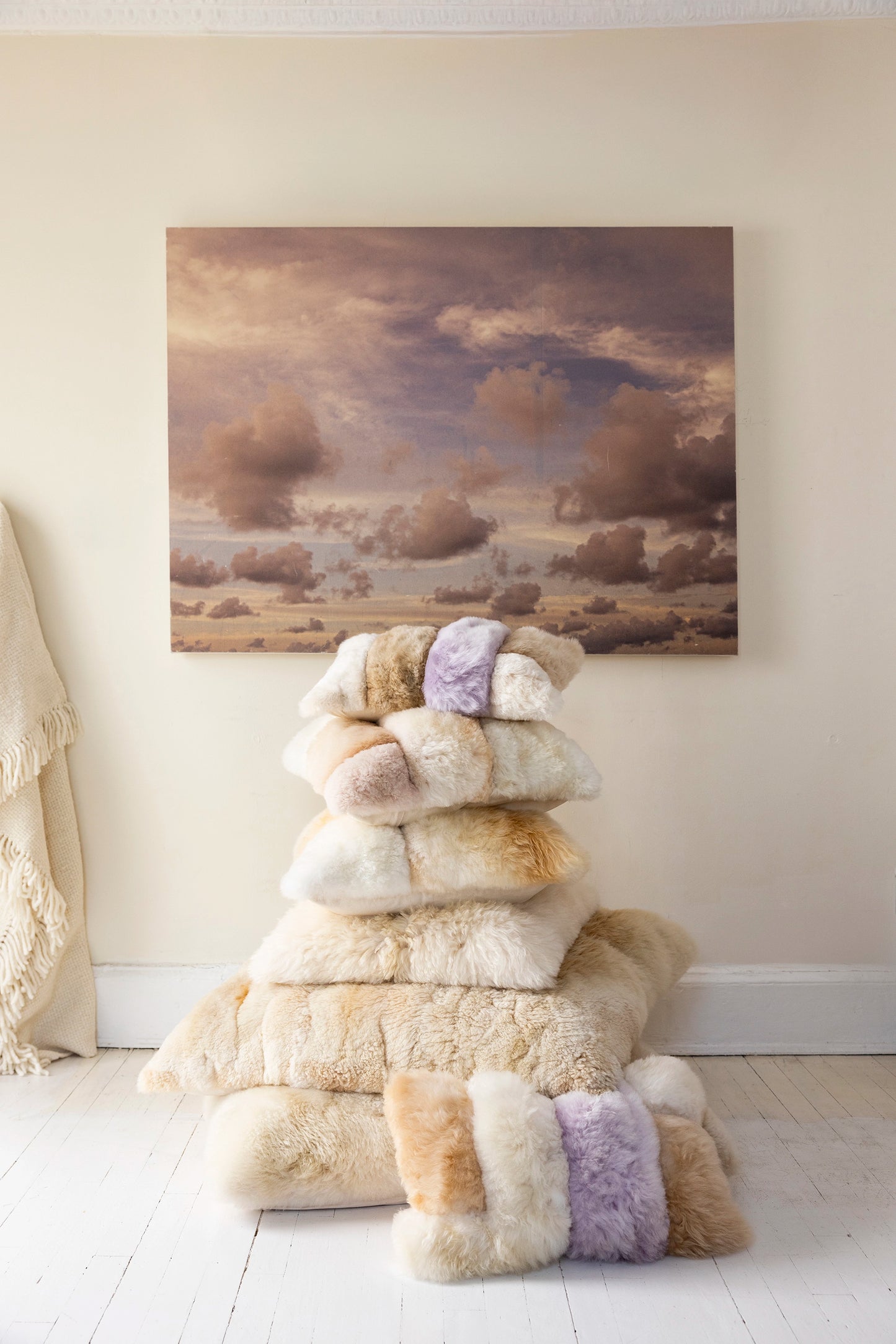 Alpaca Colorblock Pillow Sandstone