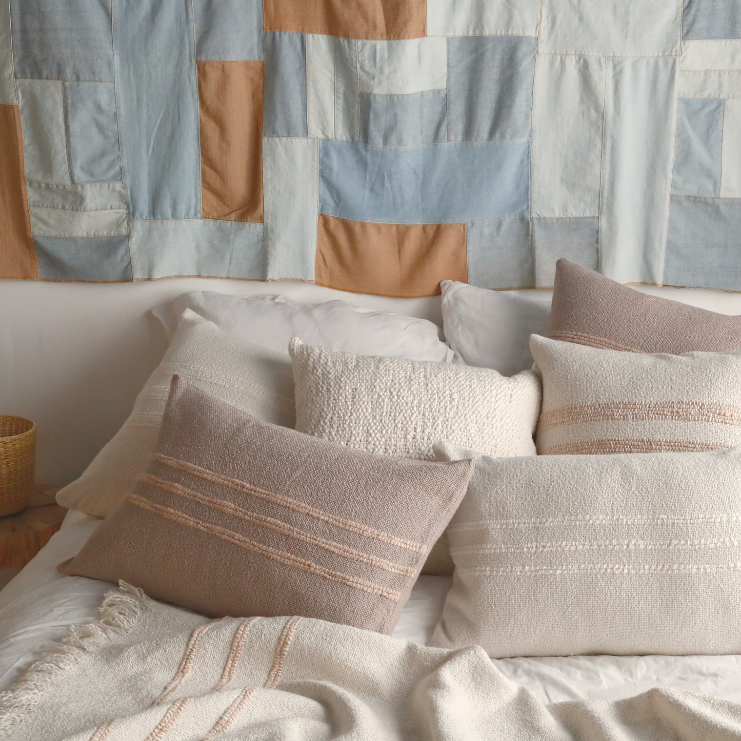 Intiearth Taupe Terracotta  cotton Lumbar Pillow