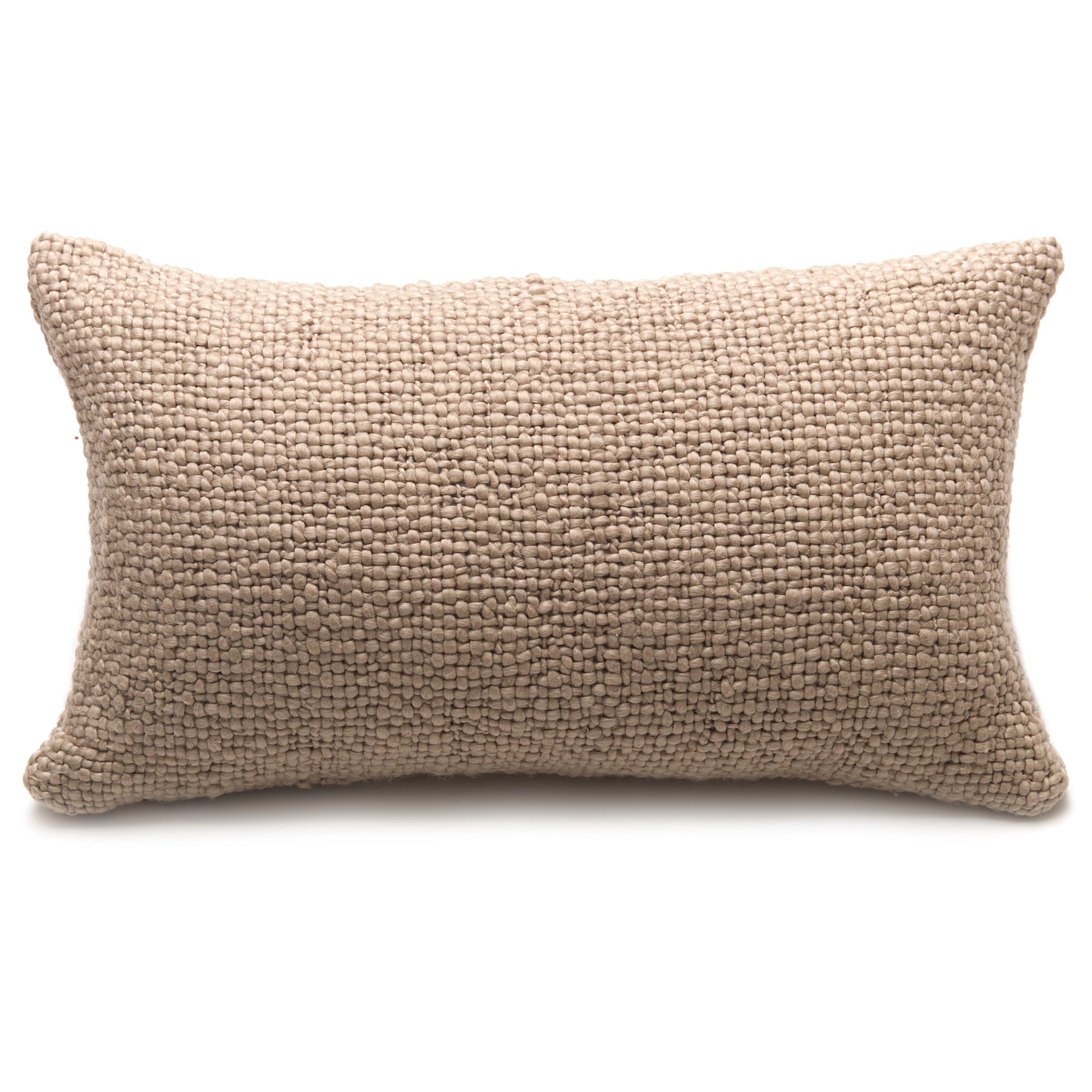 Intiearth luxuriously soft organic handspun cotton lumbar pillow in earthy beige, perfect for adding comfort and a natural touch to any sofa or bed.