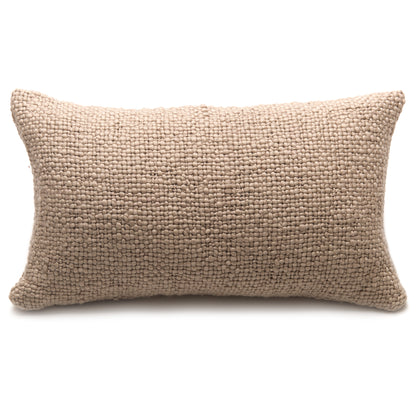 Intiearth luxuriously soft organic handspun cotton lumbar pillow in earthy beige, perfect for adding comfort and a natural touch to any sofa or bed.