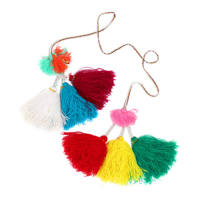 Traditional colorful Peruvian decorative tassel, handmade and one-of-a-kind, often used in festivals and celebrations 