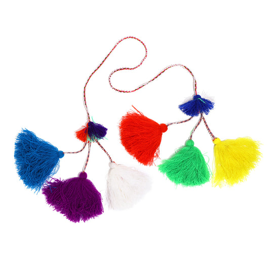 Traditional colorful Peruvian decorative tassel, handmade and one-of-a-kind, often used in festivals and celebrations 