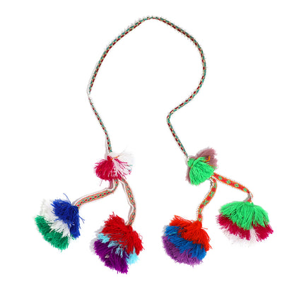 Traditional colorful Peruvian decorative tassel, handmade and one-of-a-kind, often used in festivals and celebrations 
