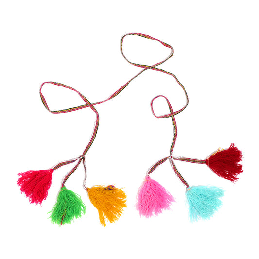 Traditional colorful Peruvian decorative tassel, handmade and one-of-a-kind, often used in festivals and celebrations 