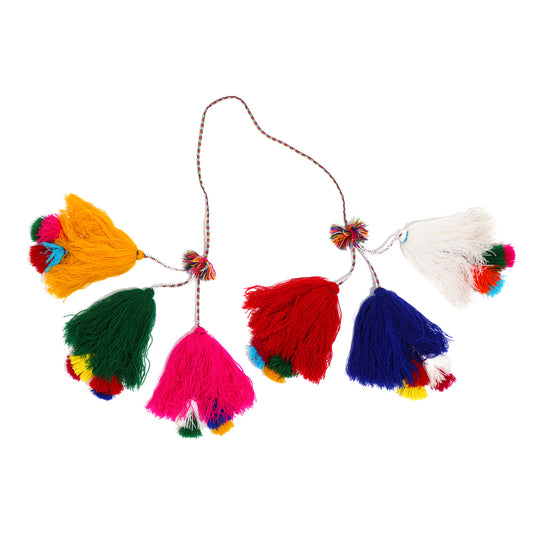 Traditional colorful Peruvian decorative tassel, handmade and one-of-a-kind, often used in festivals and celebrations 