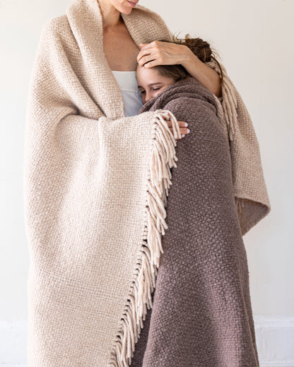 Hand Loomed Throw Ecru