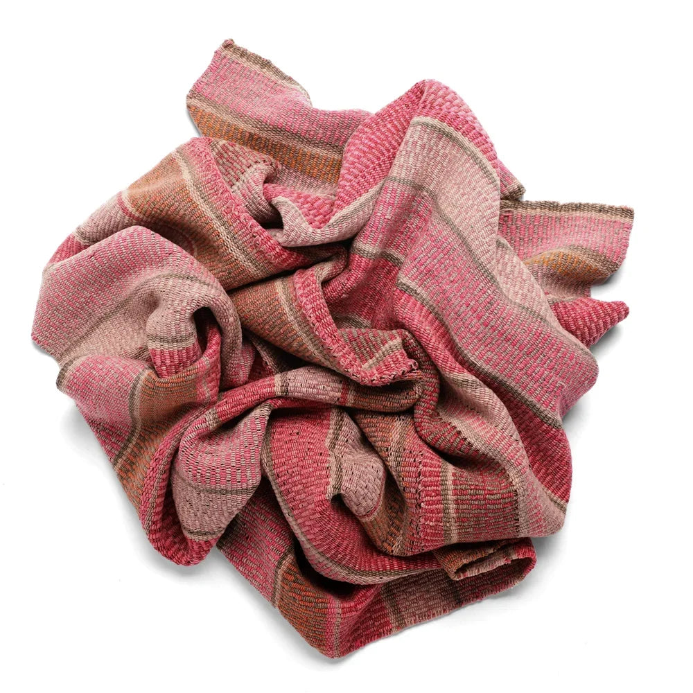 Intiearth vintage Peruvian Frazada textile with colorful geometric patterns and stripes. Traditional handwoven multipurpose textile from Peru, ideal for home décor, can be used as a blanket, rug, throw, or wall hanging. Made of handspun wool and crafted on a backstrap loom.