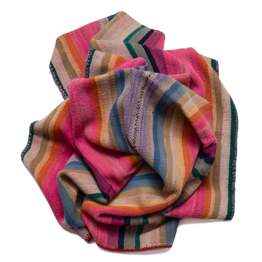 Colorful striped fabric on a white background