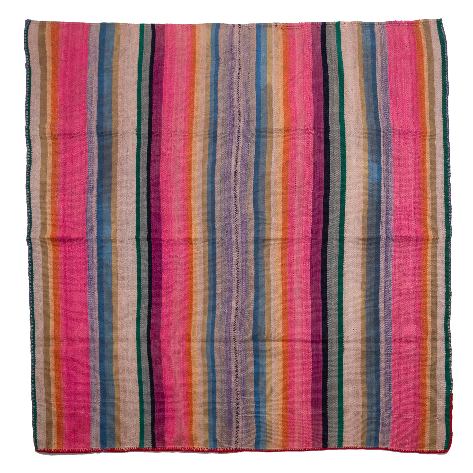 Multicolored striped fabric on a white background