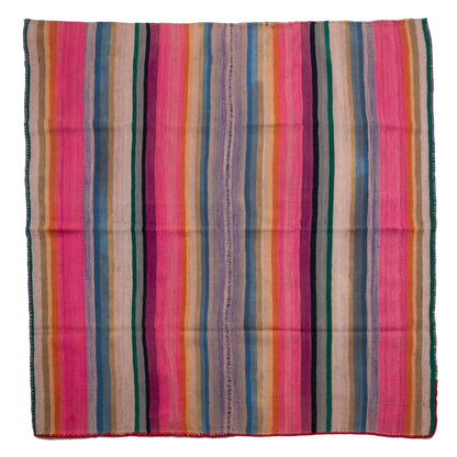 Multicolored striped fabric on a white background