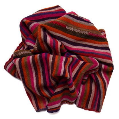 Multicolored striped fabric on a white background