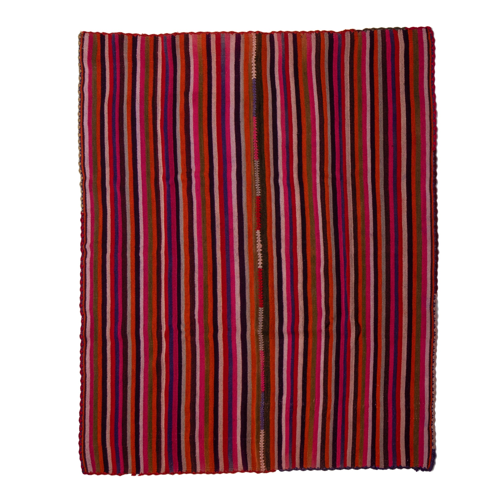 Striped fabric with multicolor pattern on a white background