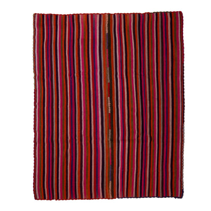 Striped fabric with multicolor pattern on a white background