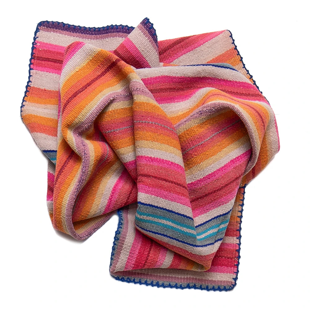 Colorful striped fabric on a white background