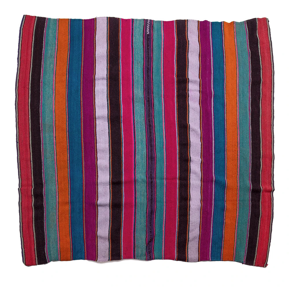 Multicolored striped fabric on a white background