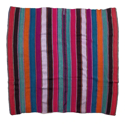 Multicolored striped fabric on a white background