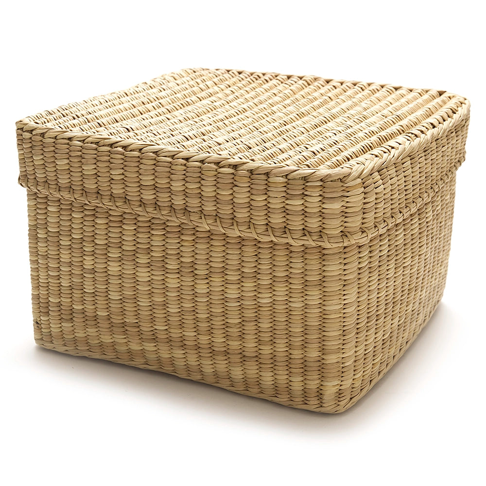 Intiearth Reed Box square storage basket on a white background