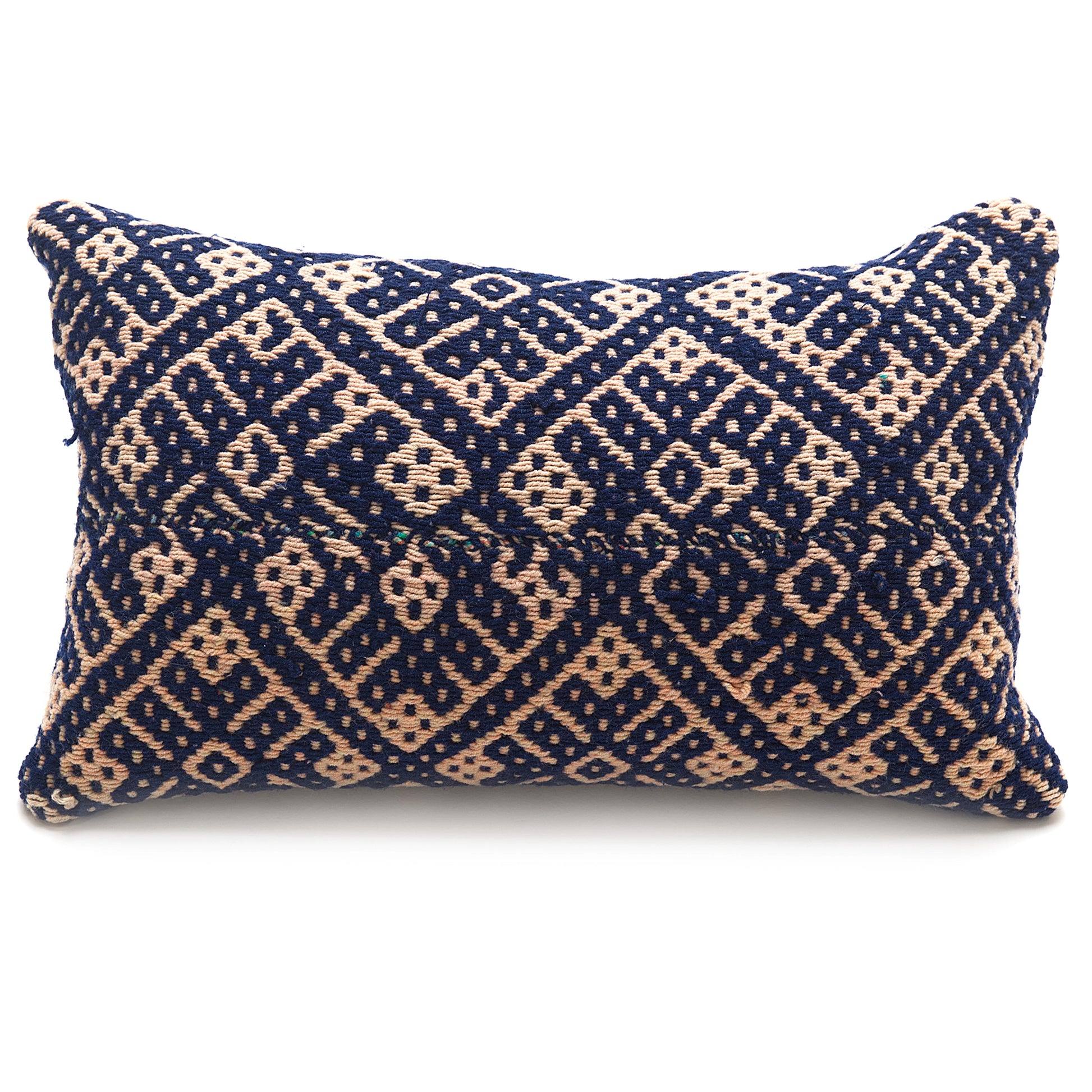 Intiearth Colorful decorative lumbar pillow made from handwoven Peruvian frazada, crafted with hand spun wool in a fair trade workshop