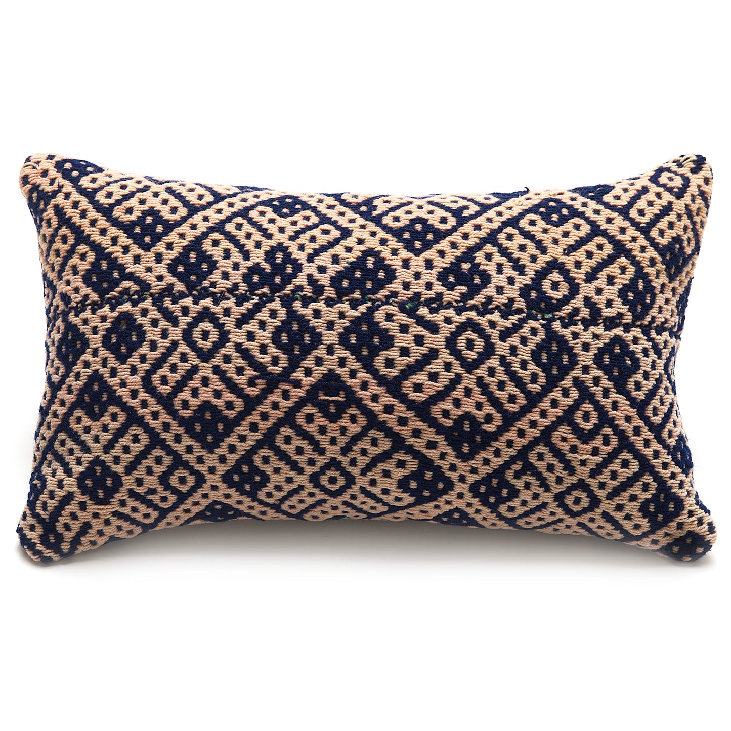 Intiearth Colorful decorative lumbar pillow made from handwoven Peruvian frazada, crafted with hand spun wool in a fair trade workshop