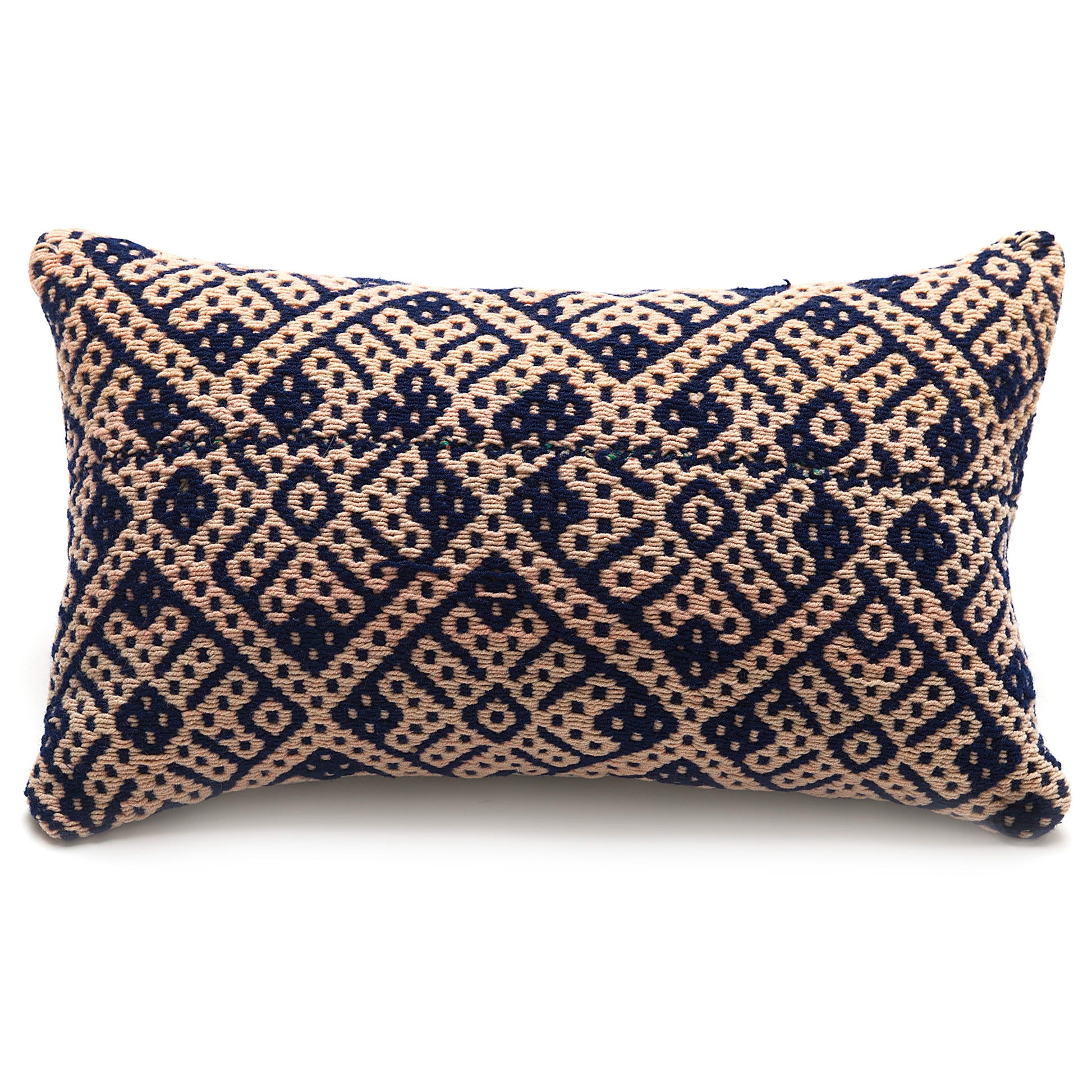Intiearth Colorful decorative lumbar pillow made from handwoven Peruvian frazada, crafted with hand spun wool in a fair trade workshop