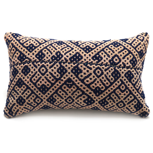 Intiearth Colorful decorative lumbar pillow made from handwoven Peruvian frazada, crafted with hand spun wool in a fair trade workshop